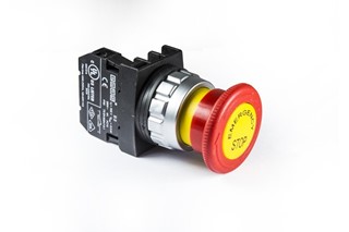 H Serisi Plastik 1NC Acil Stop 40 mm Çevirmeli Etiketli Kırmızı 30 mm Buton